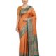 Heritage Glow Katan Silk Embroidered Saree in Saffron Radiance