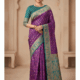 Pure Baluchari Silk Saree – Purple with Teal Green Border