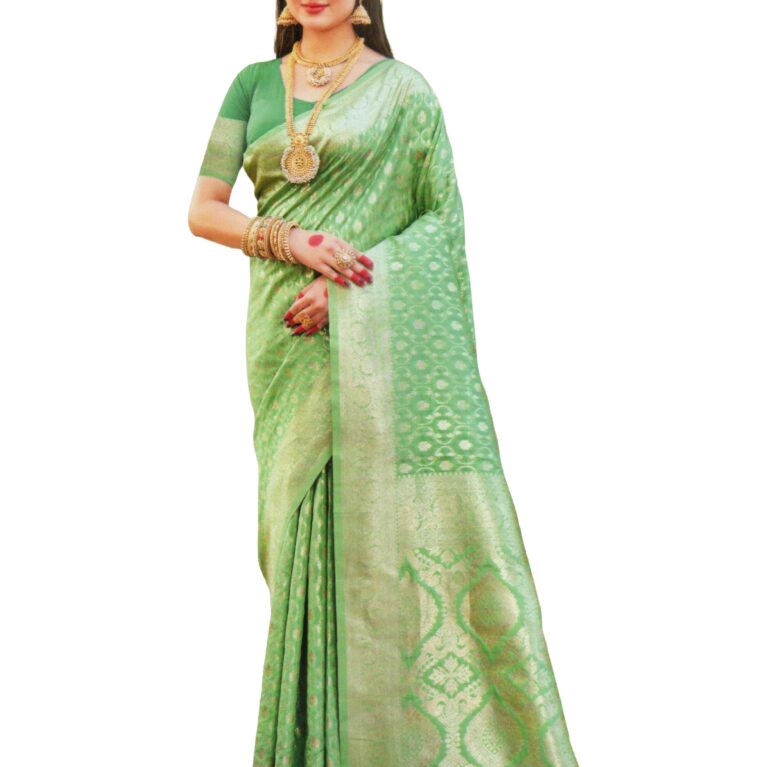 Banarasi Silk Katan Zari Work Dual Tone Saree – Green