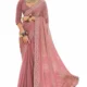 Jimmy Choo-Inspired Designer Silk Saree – Soft Pink with Golden Embroidery